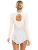 Freebily Women's Figure Ice Skating Dress Long Sleeve Shiny Rhinestones Roller Skating Lyrical Dance Costume White E Small view 2