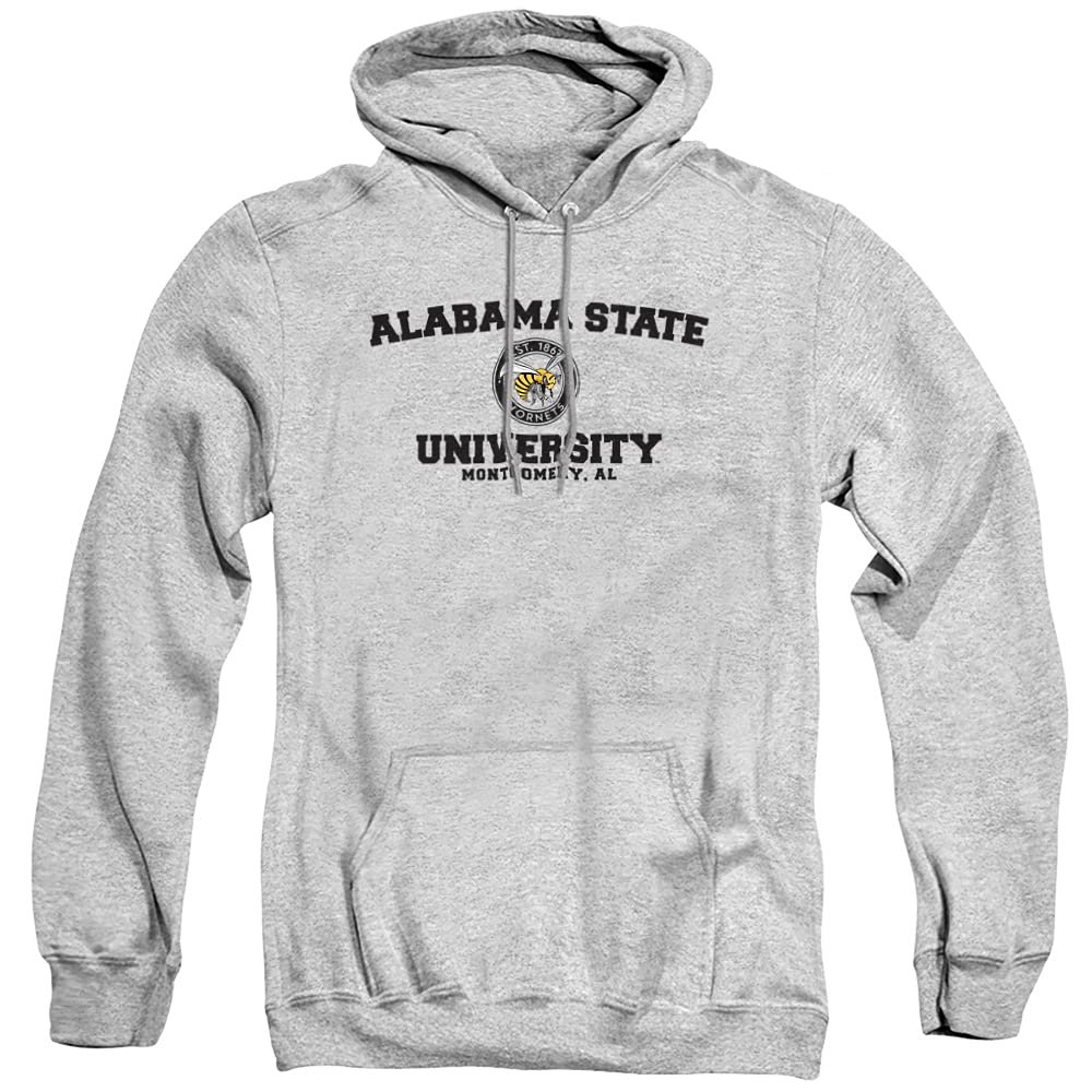 Alabama State University Official Circle Logo Unisex Adult Pull-Over Hoodie, Alabama State University, Athletic Heather, X-Large