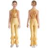 Loyan Kids Girls Shiny Metallic Sequin Gymnastics Leotard Bell-Bottom Full Body Unitard Bodysuit Ballet Jazz Dance Costume Gold 10 Years view 1