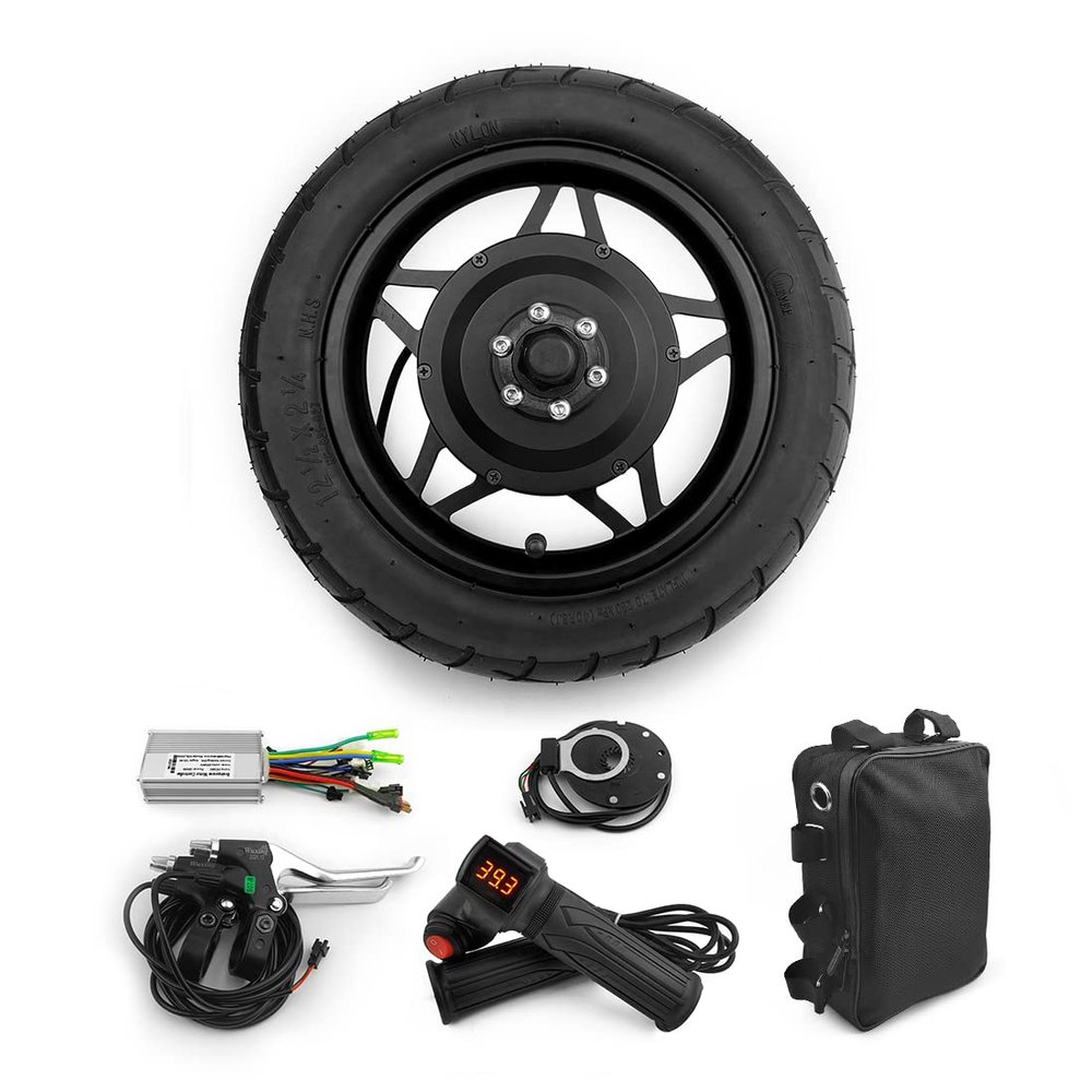 L-faster 12 Inch Bicycle with 250W Hub Motor Front Wheel with Pedal Assist Sensor for Bike Scooter Trolley with tire (24V 250W Black)