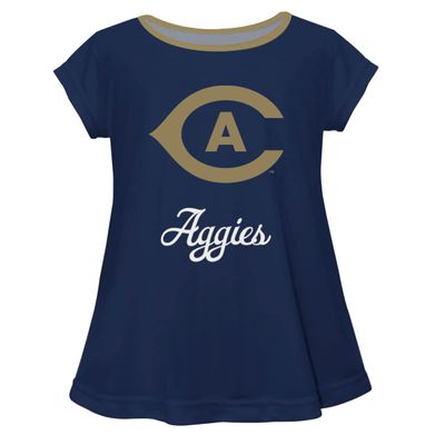 UC Davis Aggies Short Sleeve Navy Top with School Logo and Name - Soft & Comfy Loose Bottom Scoop Neck Swing Style T Shirt (Infant, Youth & Girls)
