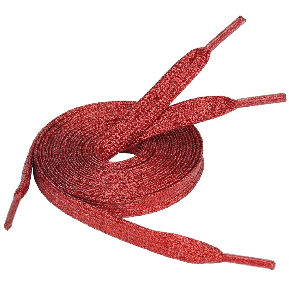 5Chaos Glitter Metallic Sparkle Shoelaces, Sparkly Shiny Shoe Laces for Women Kids Girls Men, Fun Funky Shoestring with Aglets 1Pair (43" (110CM), Metallic Red)