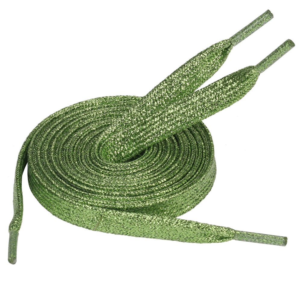 5Chaos Glitter Metallic Sparkle Shoelaces, Sparkly Shiny Shoe Laces for Women Kids Girls Men, Fun Funky Shoestring with Aglets 1Pair (43" (110CM), Metallic Green)