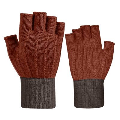 YOLAI Lady Stretchy Wool Knitted Gloves for Women Winter Writing Gloves Half Finger Mittens (F, One Size)