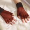 YOLAI Lady Stretchy Wool Knitted Gloves for Women Winter Writing Gloves Half Finger Mittens (F, One Size) view 2