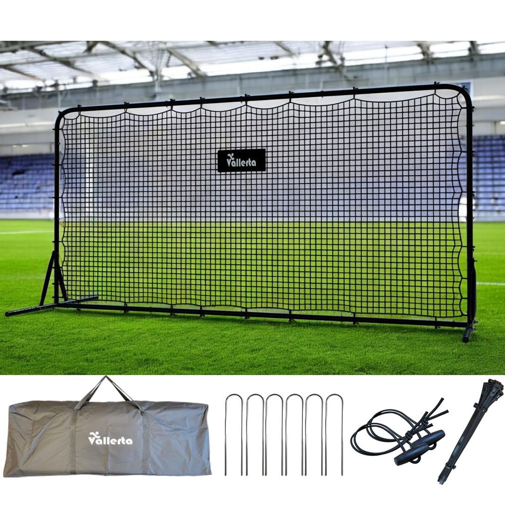 Vallerta 12x6 Steel Frame Soccer Rebounder Backstop Wall w/Carry Case. Perfect for Solo/Team Kickback Practice and Pass Training. Improve Touch/Passing & Ball Control Skills! US Owned