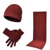 KANDUO 3 in 1 Women Soft Warm Thick Knitted Hat Scarf & Gloves Winter Set A Great Gift (Color : D, Size : One Size) view 1