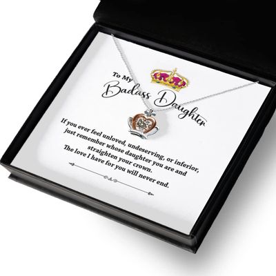 Crown Pendant Necklace to My Badass Daughter Crown Necklace