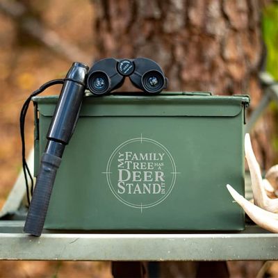 Ammo Can Man | Laser Engraved My Family Tree Has A Deer Stand in It | Grade 1 Military Ammo Cans | 30 Cal, 50 Cal or Fat 50 with Locking Kit Option (30 Cal w/Locking Kit - Family Tree)