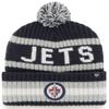 47 NHL Unisex-Adult Team Color Officially Licensed Primary Logo Bering Sport Knit Cuffed Pom Beanie Cold Weather Hat - Winnipeg Jets Navy view 1