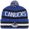 47 NHL Unisex-Adult Team Color Officially Licensed Primary Logo Bering Sport Knit Cuffed Pom Beanie Cold Weather Hat - Vancouver Canucks Blue view 1
