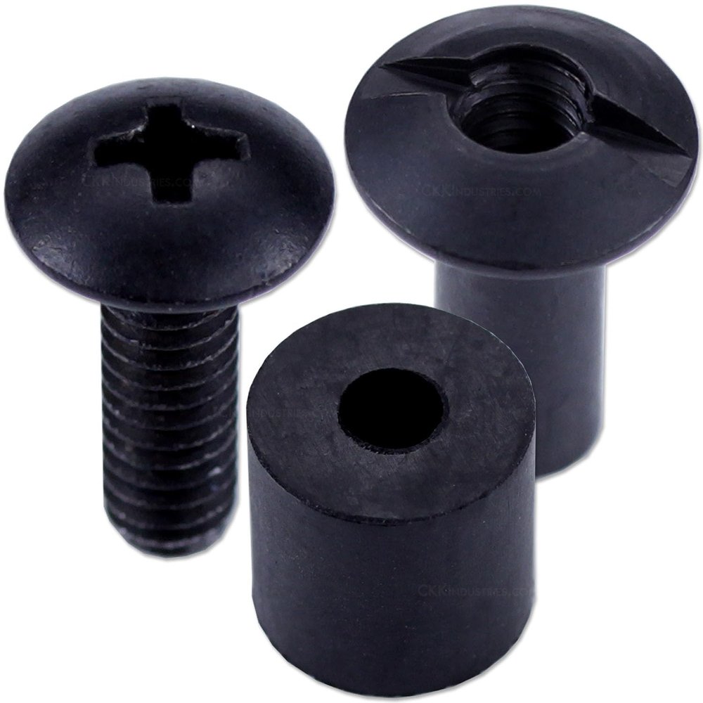 [12 Pack] HolsterSmith Holster Retention Assembly - Black Chicago Screw Slotted Post Truss Head Design - (.500 Inch Slotted Post + .500 Phillips Truss Head Screw + .480 EPDM Washer)