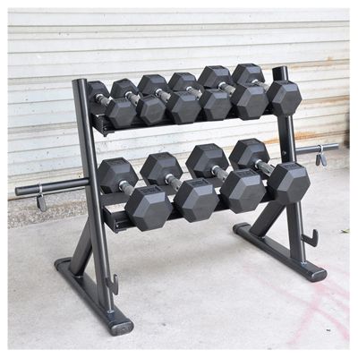 Dumbbell Rack Stand, Steel Dumbbell Bench Free,2-Tier Weights Plates Ideal Barbell Rack for Health Clubs and Home Gyms,Bearing 1000Lbs,Stand Only (Color : Black)