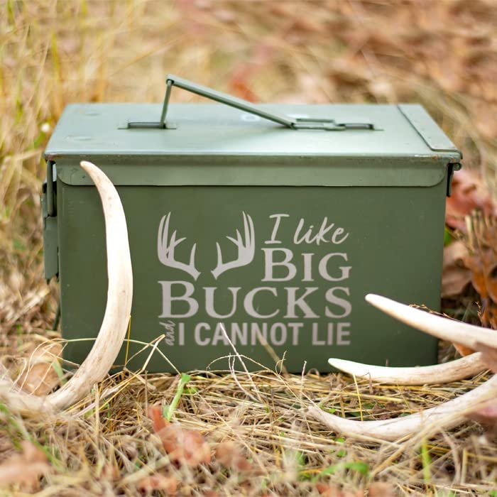 Ammo Can Man | Laser Engraved I Like Big Bucks and I Cannot Lie | Grade 1 Military Surplus Ammo Cans | 30 Cal, 50 Cal or Fat 50 with Locking Kit Option (Fat 50 w/Lock Kit - Grade 1 - "Big Bucks)