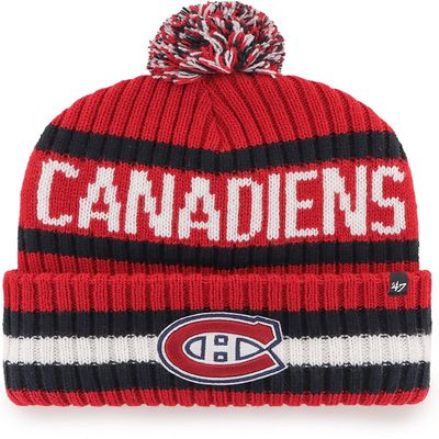 '47 NHL Bering Cuffed Knit Pom Beanie Hat, Adult (Montreal Canadiens Red)