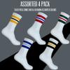 SuNi Apparel Striped Crew Socks - Retro Mens Striped Socks - Stripe Cotton Gym Socks for Men - 4 Pairs Pack Size 10-13 view 2
