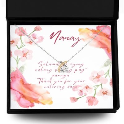 Wishbone Dancing Necklace Luxury Box Nanay Gold Necklace, Tagalog Christmas Card, Gifts for Filipina Mom, Pinay Mother from Philippines, Filipino Pr