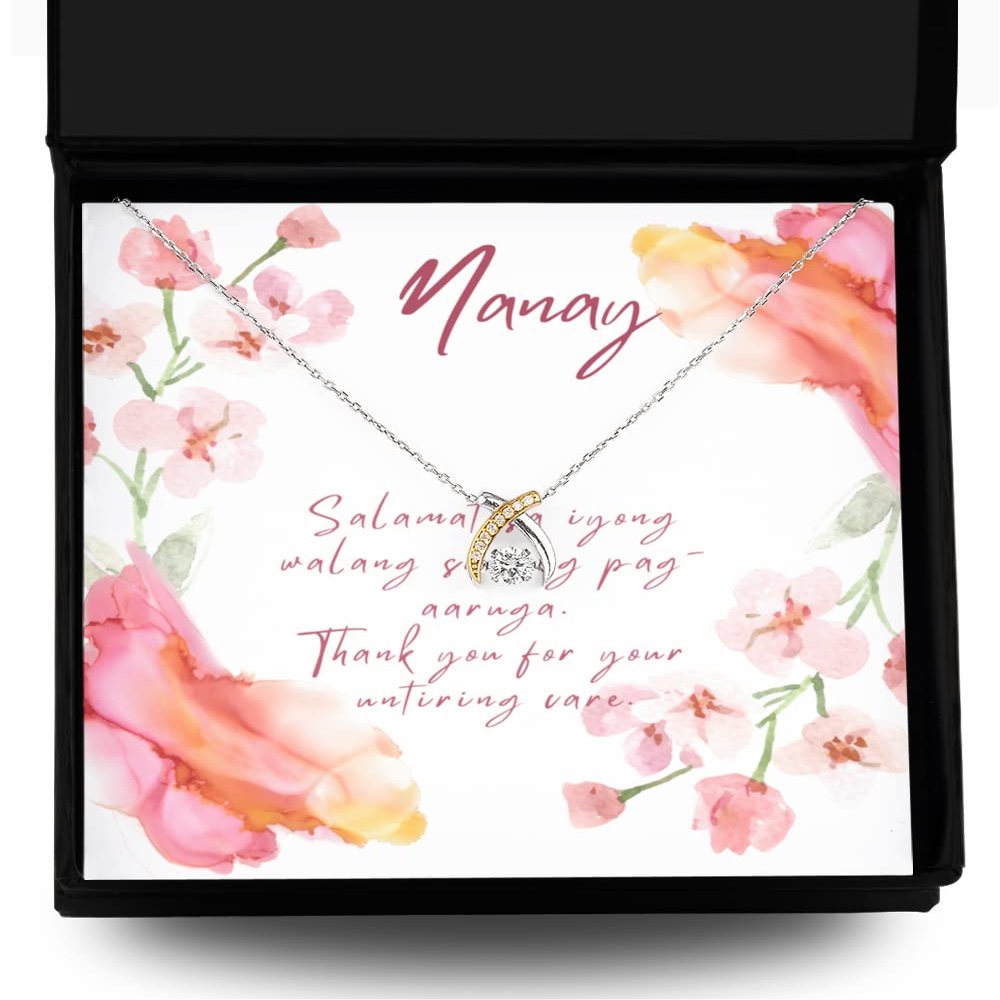 Wishbone Dancing Necklace Luxury Box Nanay Gold Necklace, Tagalog Christmas Card, Gifts for Filipina Mom, Pinay Mother from Philippines, Filipino Pr