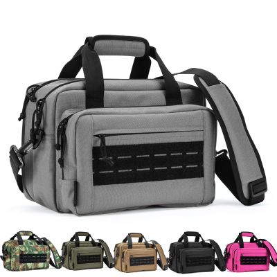 VEAGIA Range Bag,Pistol Case,Gun Range Bags For Handguns And Ammo Pouch 2 Pistols Soft Carrying Shooting Bag (Grey 1.0)