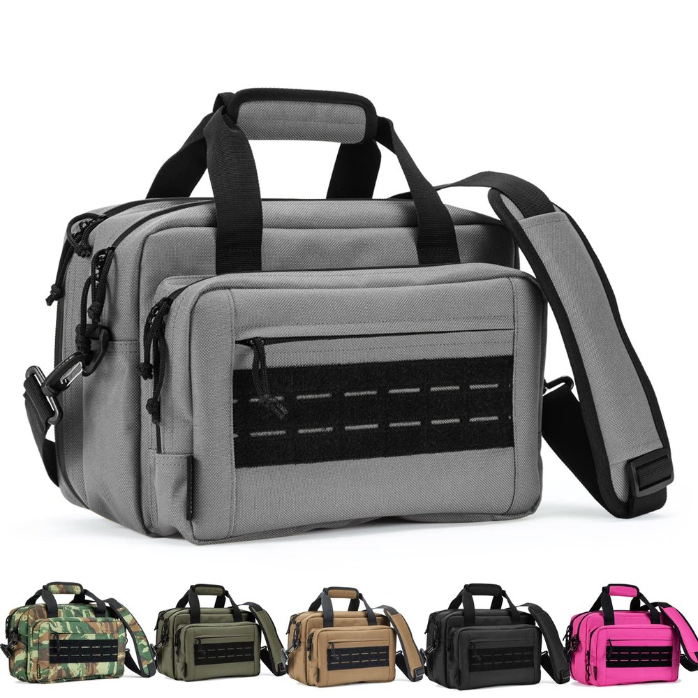VEAGIA Range Bag,Pistol Case,Gun Range Bags For Handguns And Ammo Pouch 2 Pistols Soft Carrying Shooting Bag (Grey 1.0)
