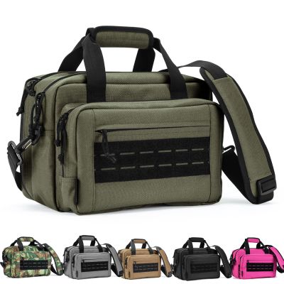 VEAGIA Range Bag,Pistol Case,Gun Range Bags For Handguns And Ammo Pouch 2 Pistols Soft Carrying Shooting Bag (Army green 1.0)