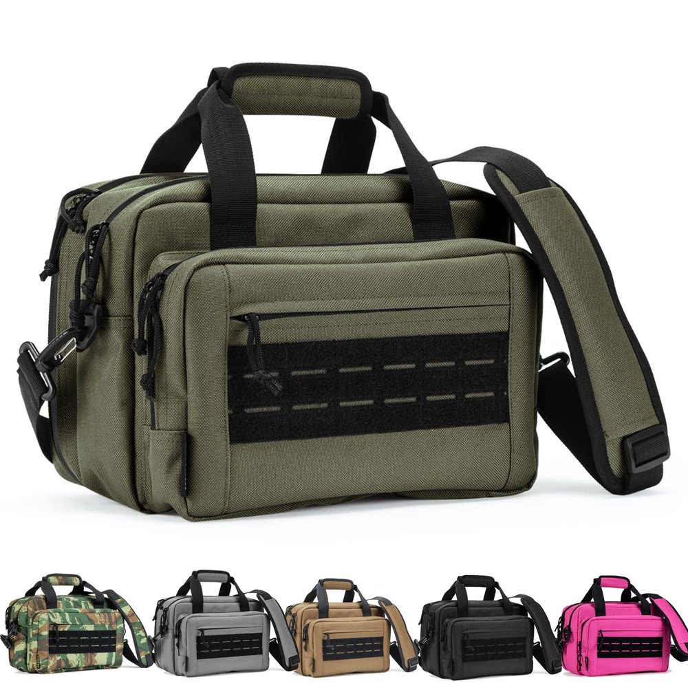 VEAGIA Range Bag,Pistol Case,Gun Range Bags For Handguns And Ammo Pouch 2 Pistols Soft Carrying Shooting Bag (Army green 1.0)