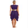 easyforever Women's Sleeveless Color Block Dance Dress Liturgical Praise Lyrical Dancewear Worship Robe Dress Purple B Large view 2