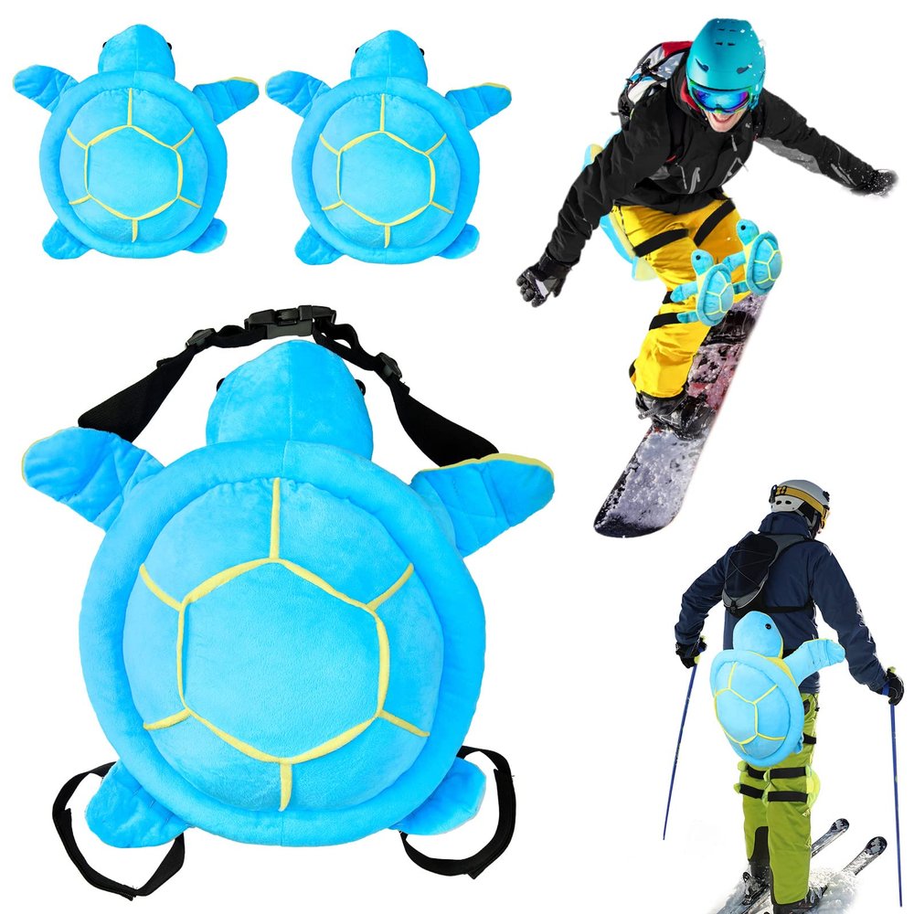 3pcs Turtle Butt Pads for Snowboarding Ski Protective Gear Set Cute Turtle 3D Hip Protectors for Skating Tortoise Cushion Padded Turtle Knee Pad for Kids Adults Skiing Roller Protection (Blue)