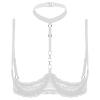 YiZYiF Women's Sexy 1/4 Cup Lace Bra Balconette Mesh See Through Bralette Underwired Plunge Bras White X-Large view 1