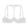 YiZYiF Women's Sexy 1/4 Cup Lace Bra Balconette Mesh See Through Bralette Underwired Plunge Bras White X-Large view 3