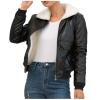 XUNRYAN Teen Girls Faux-Leather Jackets Fleece Sherpa Lined Moto Jackets Cropped Winter Warm Coats Thicken Outer Streetwear view 1