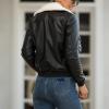 XUNRYAN Teen Girls Faux-Leather Jackets Fleece Sherpa Lined Moto Jackets Cropped Winter Warm Coats Thicken Outer Streetwear view 3