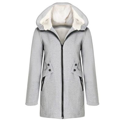 XUNRYAN Teen Girls Sherpa Fleece Hoodie Jackets Faux- Fur Coats Winter Warm Fuzzy Lightweight Slim Overcoats for Petite Women