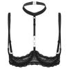 Jugaoge Women Sexy Lace 1/4 Cups Push Up Underwired Bra Lingerie Sponge Exposed Breast Bra Black D 5X-Large view 1