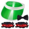 Hicarer 3 Pcs Casino Dealer Costume Set Includes Green Visors Hat Bowtie Armband Plastic Poker Hats Casino Dealer Costume Elastic Band Accessory Set for Las Vegas Birthday Game Nights view 1
