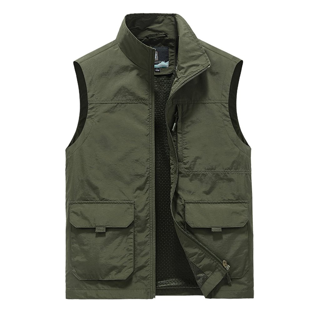 XUNRYAN Mens Winter Fall Outdoor Work Safari Hunting Fishing Travel Photo Lightweight Cargo Vest with Pockets