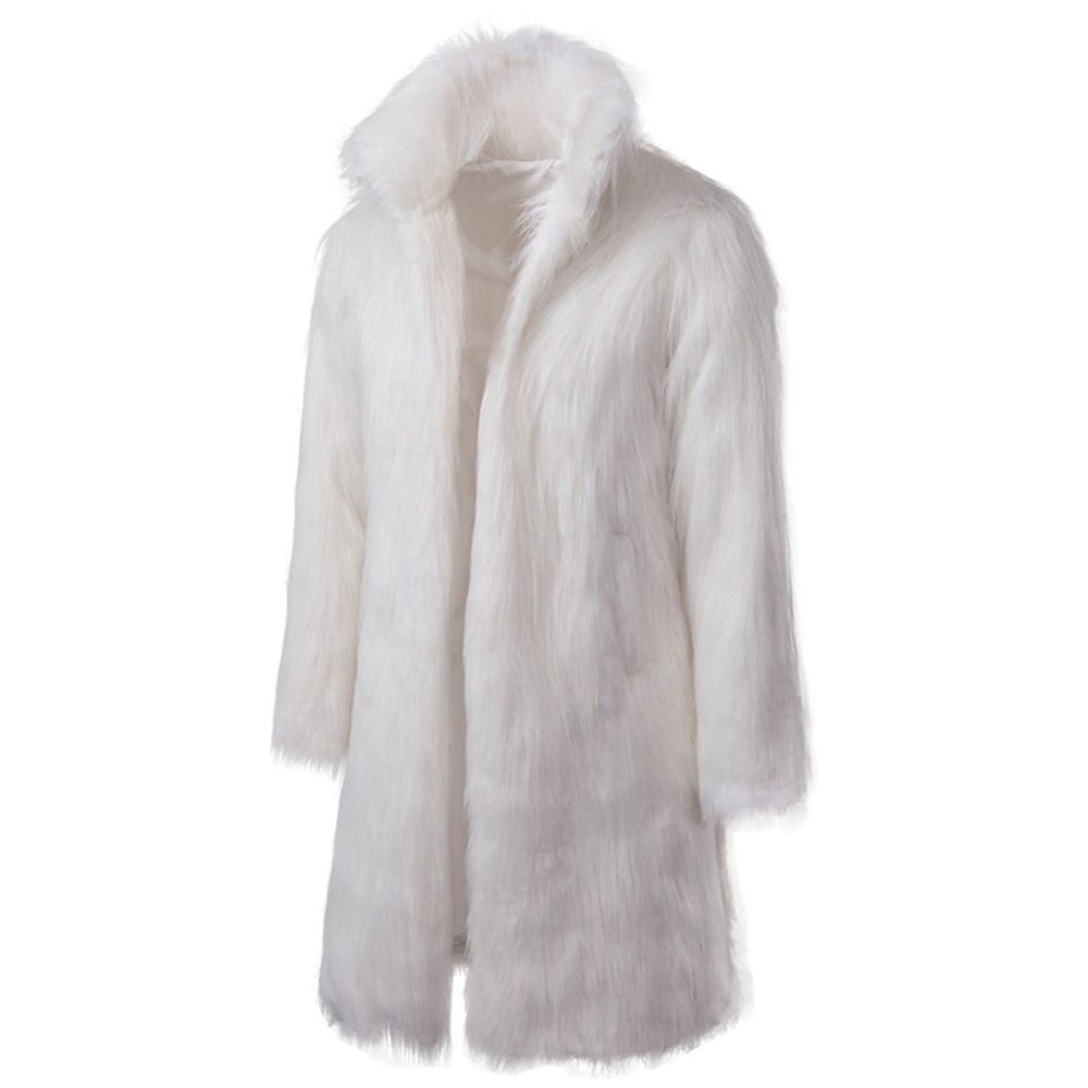 XUNRYAN Men's Faux Fur Coat Jacket Winter Warm Thicker Fur Coat Outwear Long Parka Overcoat Hippie Outfits Christmas Gifts
