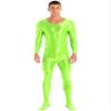 Linjinx Men's Glossy Full Body Spandex Zentai Suit Long Sleeve Leotard Footed Bodysuit Jumpsuit Fluorescent Green X-Large view 1