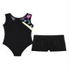 Hansber Kids Girls Sleeveless Leotards Gymnastics with Shorts Ballet Dance Biketard 2 Piece Dance Outfits Yellow 5-6 view 4