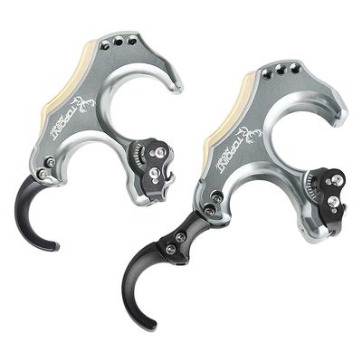 ZSHJGJR Compound Bow Release Thumb Tension Bow Release 3 and 4 Grip Adjustable Archery Bow Release Aids Hand Held Bow Release for Compound Bow Hunting Shooting Accessories (Grey)