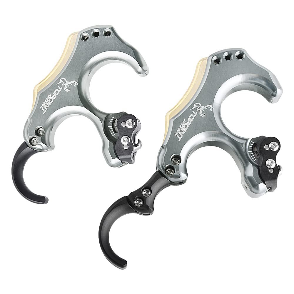 ZSHJGJR Compound Bow Release Thumb Tension Bow Release 3 and 4 Grip Adjustable Archery Bow Release Aids Hand Held Bow Release for Compound Bow Hunting Shooting Accessories (Grey)