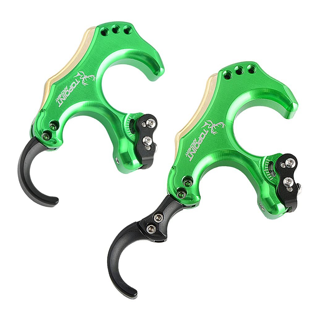ZSHJGJR Compound Bow Release Thumb Tension Bow Release 3 and 4 Grip Adjustable Archery Bow Release Aids Hand Held Bow Release for Compound Bow Hunting Shooting Accessories (Green)