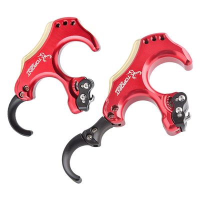 ZSHJGJR Compound Bow Release Thumb Tension Bow Release 3 and 4 Grip Adjustable Archery Bow Release Aids Hand Held Bow Release for Compound Bow Hunting Shooting Accessories (red)