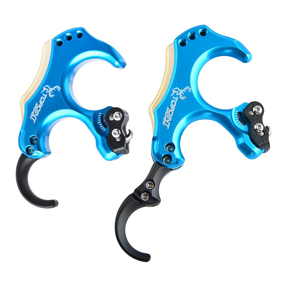 ZSHJGJR Compound Bow Release Thumb Tension Bow Release 3 and 4 Grip Adjustable Archery Bow Release Aids Hand Held Bow Release for Compound Bow Hunting Shooting Accessories (Lake Blue)