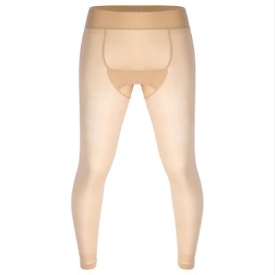 dPois Men's Glossy Long Trousers Tights Thermal Sissy Underwear Pajamas Pants See Through Leggings Nude One Size