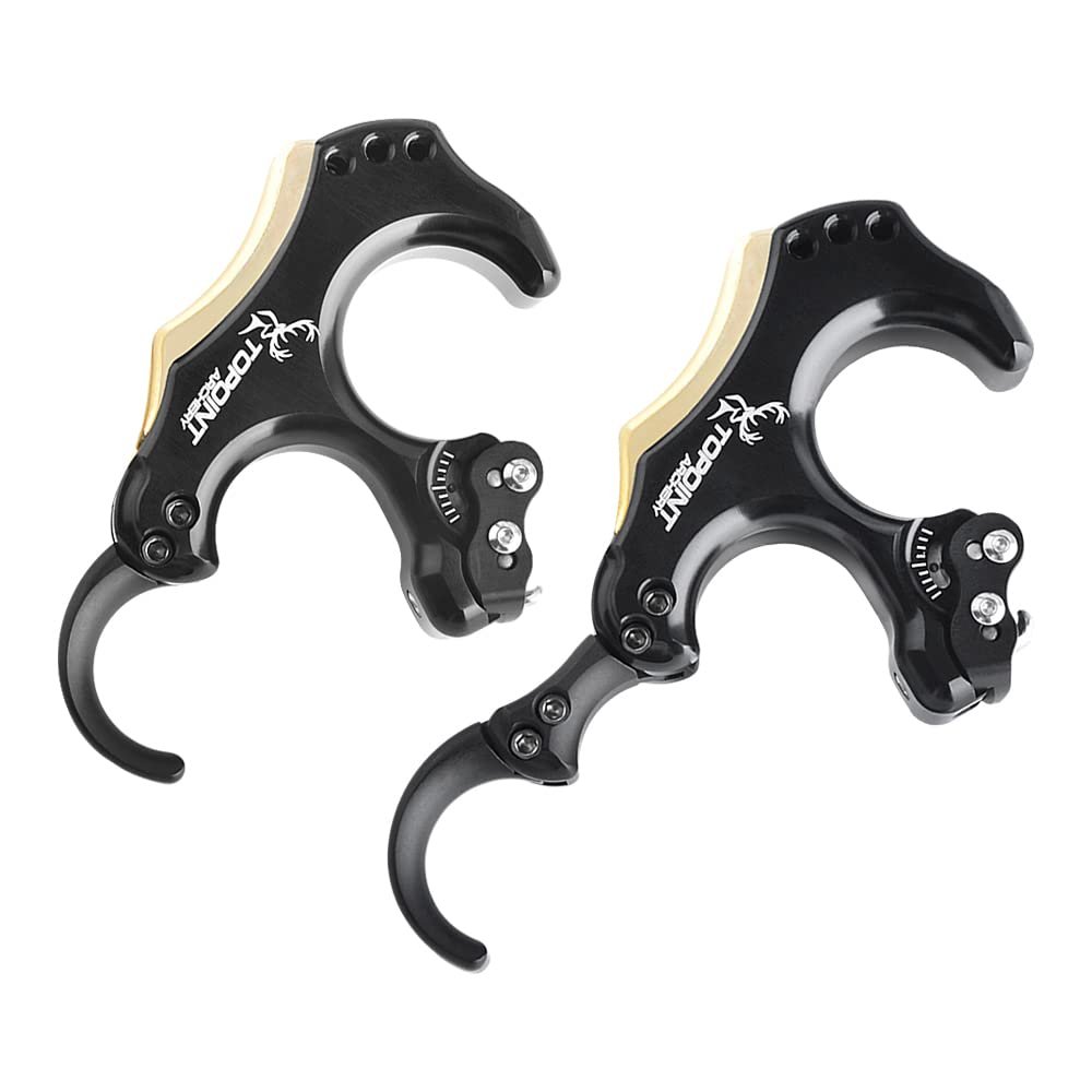 ZSHJGJR Compound Bow Release Thumb Tension Bow Release 3 and 4 Grip Adjustable Archery Bow Release Aids Hand Held Bow Release for Compound Bow Hunting Shooting Accessories (Black)