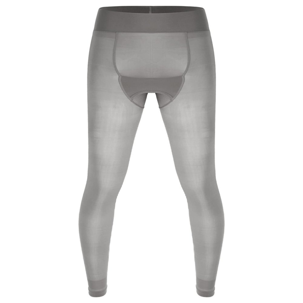 Jugaoge Men's Oily Glossy See Through Long Pants Slim Stretchy Leggings Tights Sissy Crossdresser Grey One Size