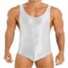 Jugaoge Mens Oily Glossy One Piece Bodysuit Swimming Suits Sleeveless Sports Swimwear Yoga Jumpsuit White X-Large view 2