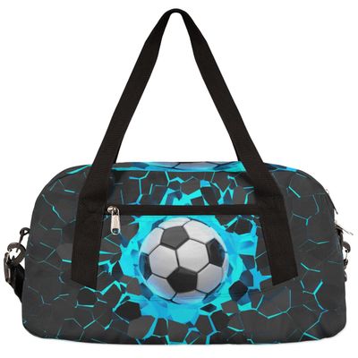 3D Light Wall Football Soccer Pattern Gym Duffle Bag for Kids,Sports Bag for Teens Boys & Girls Small Waterproof Overnight Weekender Carry School Practice Travel Bag