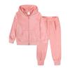 ZFTTZYMX Unisex Kids Velvet Tracksuit Jogger Set Solid Velour Long Sleeve Zipper Hoody Tops + Sweatpants Outfits 2PCS view 1